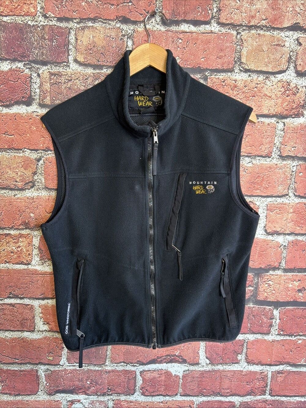 Vintage Mountain Hardwear Vest Men Medium Black Fleece Gore Windstopper USA Made